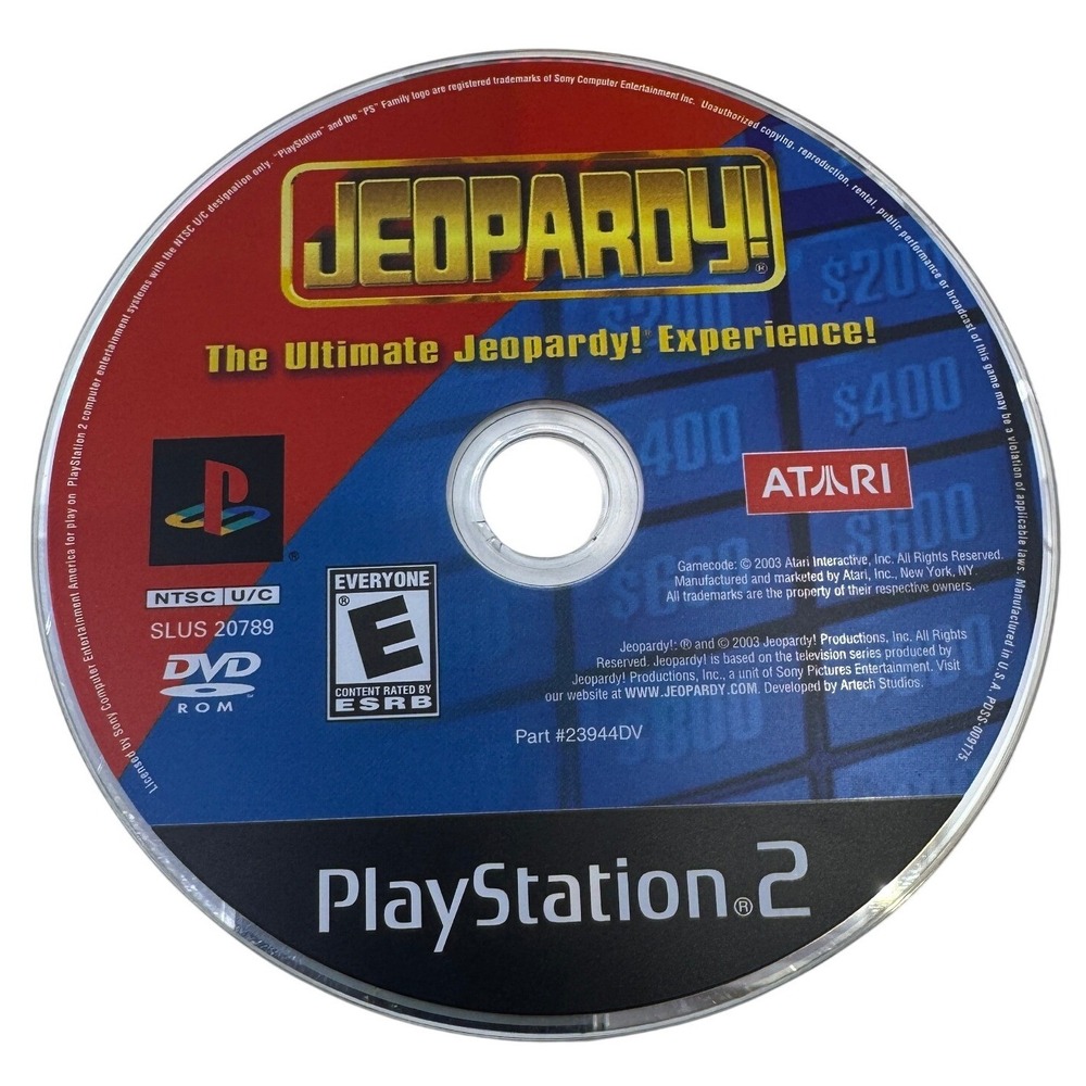 Jeopardy! PlayStation 2 PS2 Atari 2003 Trivia Game Disc Only SLUS 20789